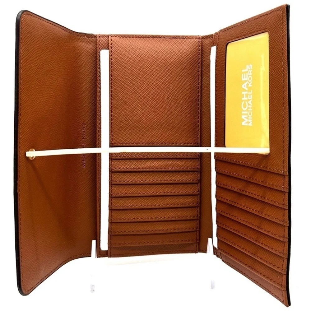 Michael Kors Large Trifold Wallet Luggage Brown - Picture 7 of 8